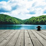 Wooden platform and sea landscape